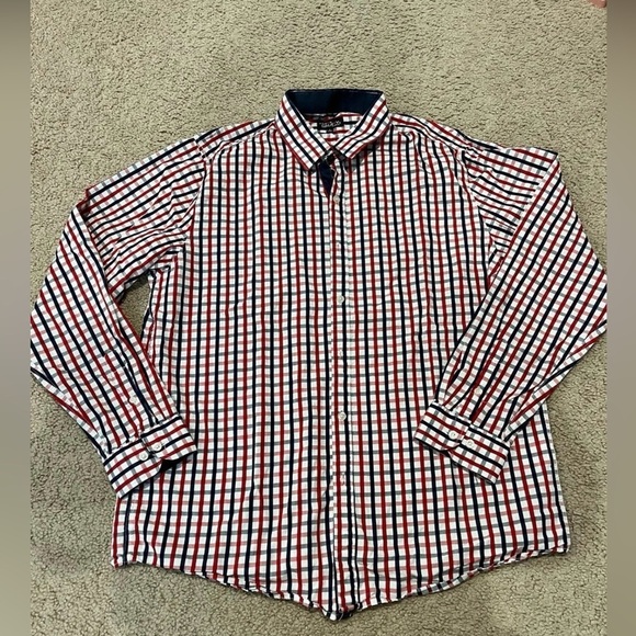 Men's GALAXY BY HARVIC checkered plaid long sleeve button down shirt - Picture 4 of 11